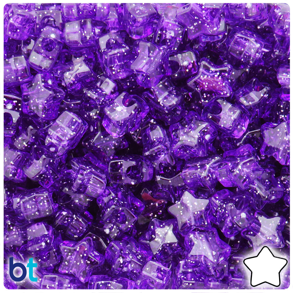 BeadTin Amethyst 13mm Star Plastic Pony Beads (250pcs)