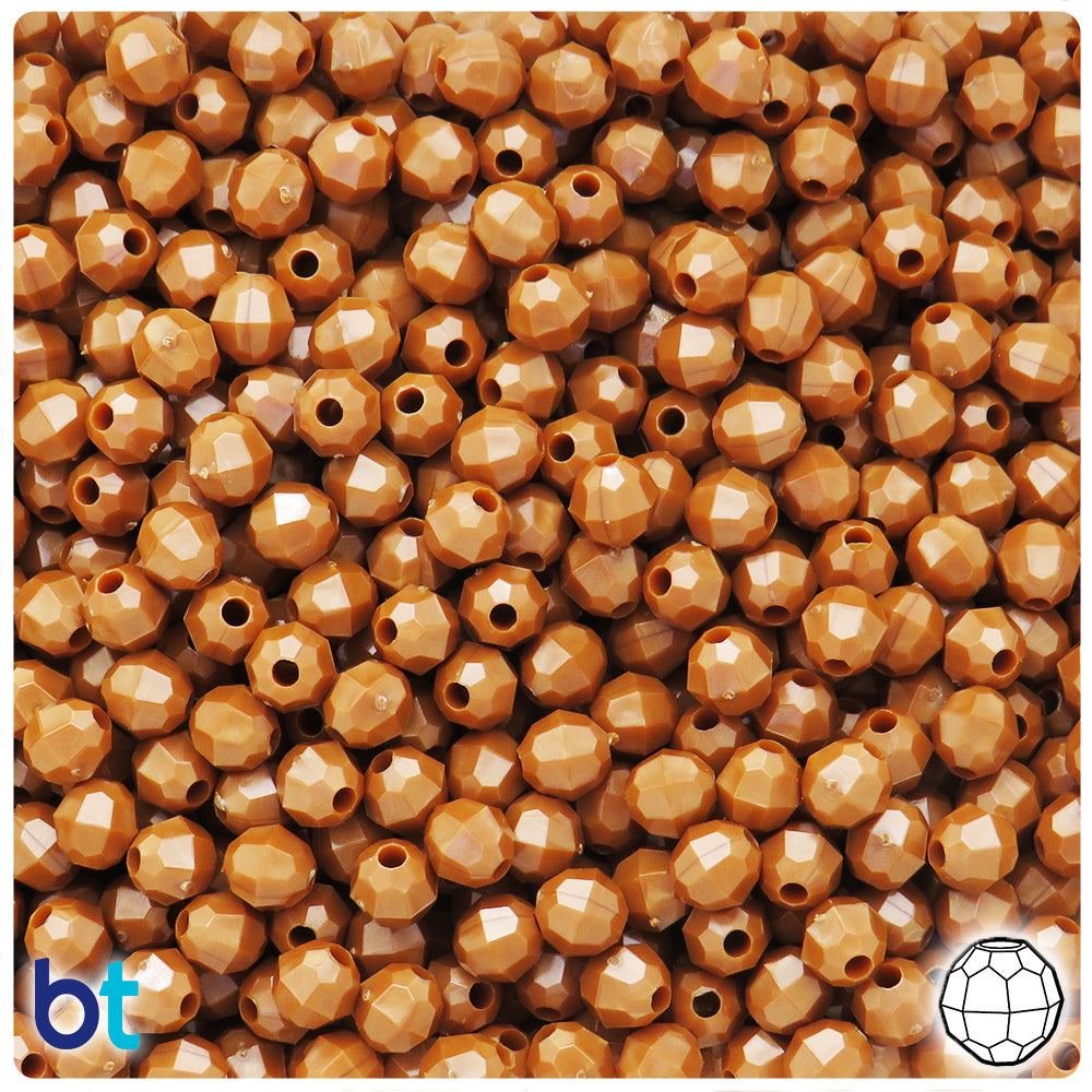 BeadTin Sugar Cone Pearl 6mm Faceted Round Plastic Craft Beads (600pcs)