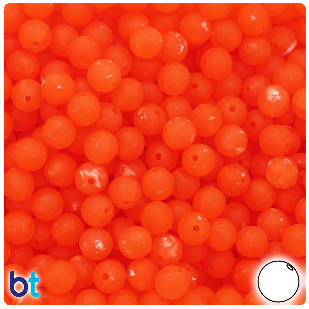 BeadTin Hyacinth Frosted w/White Swirls 8mm Round Plastic Craft Beads (300pcs)