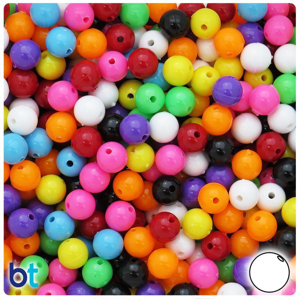 BeadTin Opaque Mix 8mm Round Plastic Craft Beads (300pcs)