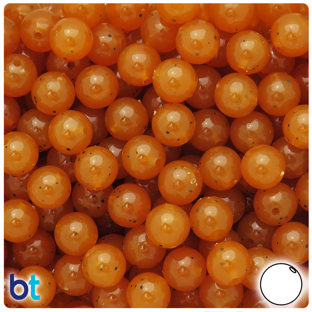 BeadTin Amber Transparent 10mm Round Plastic Craft Beads (150pcs)