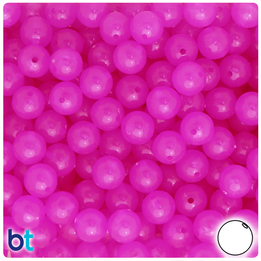 BeadTin Purple Glow 10mm Round Plastic Craft Beads (150pcs)