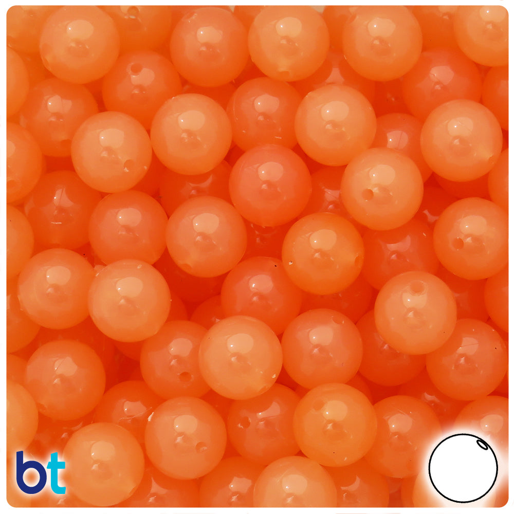 BeadTin Peach Transparent 12mm Round Plastic Craft Beads (60pcs)