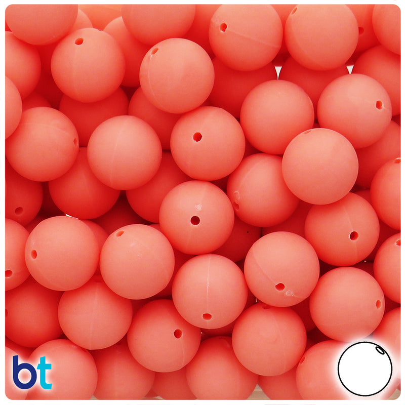 BeadTin Salmon Matte 14mm Round Plastic Craft Beads (36pcs)