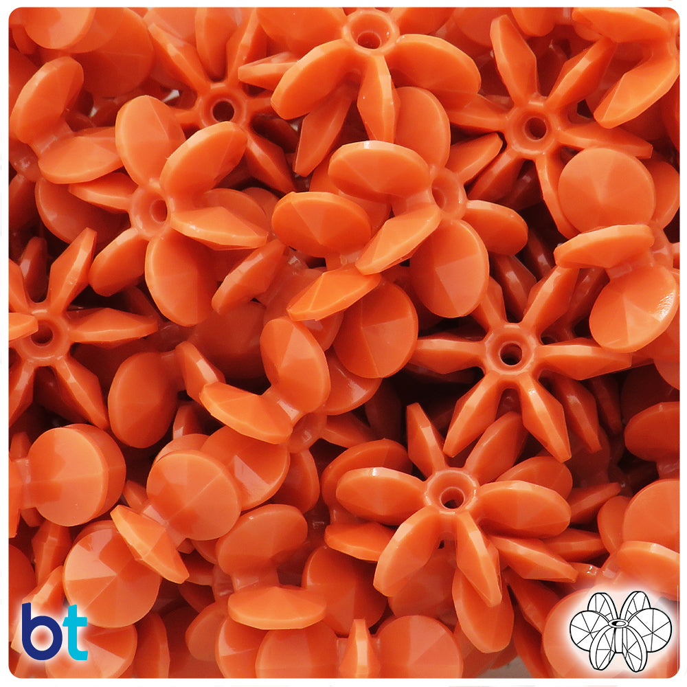 BeadTin Coral Opaque 25mm SunBurst Plastic Craft Beads (80pcs)
