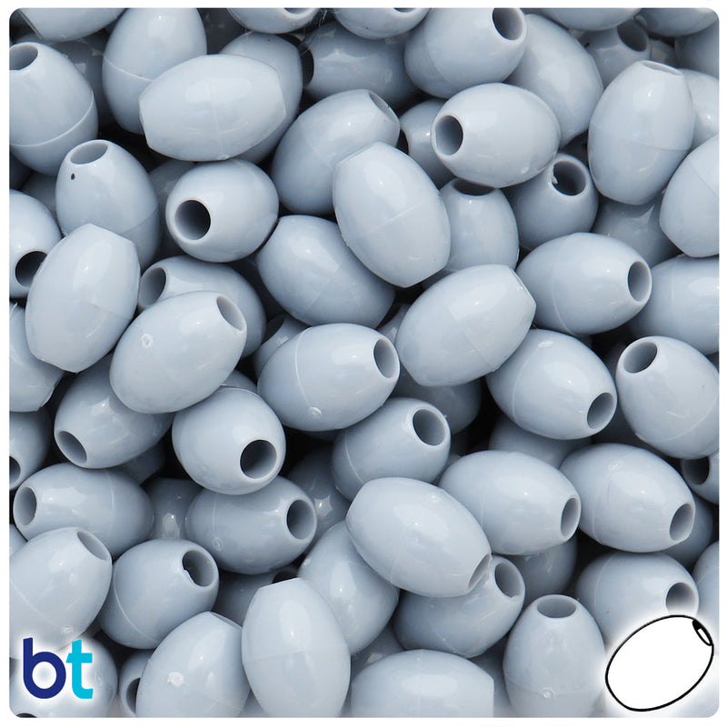 BeadTin Grey Opaque 14mm Oval Plastic Pony Beads (200pcs)