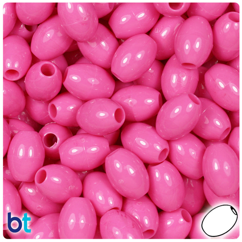 BeadTin Dark Pink Opaque 14mm Oval Plastic Pony Beads (200pcs)