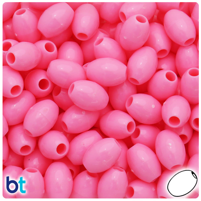 BeadTin Baby Pink Opaque 14mm Oval Plastic Pony Beads (200pcs)