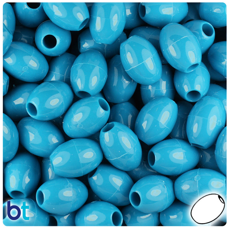 BeadTin Dark Turquoise Opaque 14mm Oval Plastic Pony Beads (200pcs)