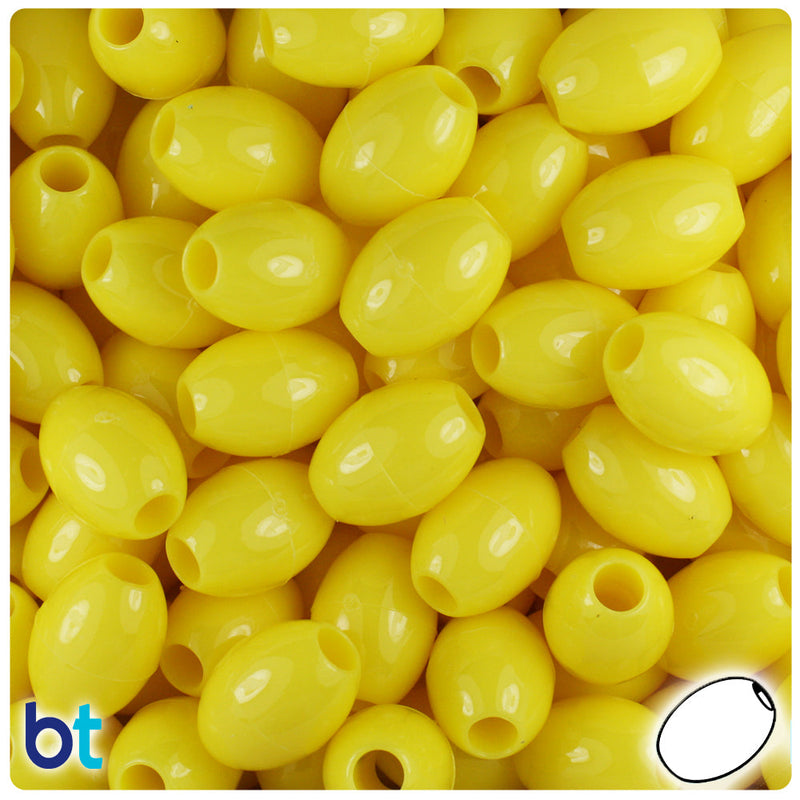 BeadTin Yellow Opaque 14mm Oval Plastic Pony Beads (200pcs)