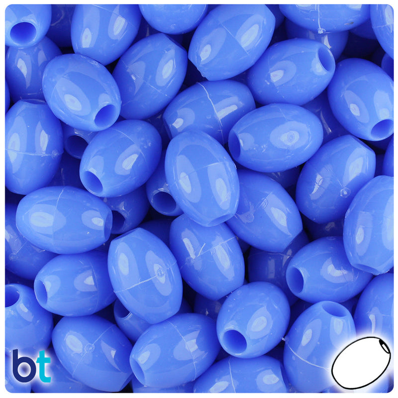 BeadTin Periwinkle Opaque 14mm Oval Plastic Pony Beads (200pcs)