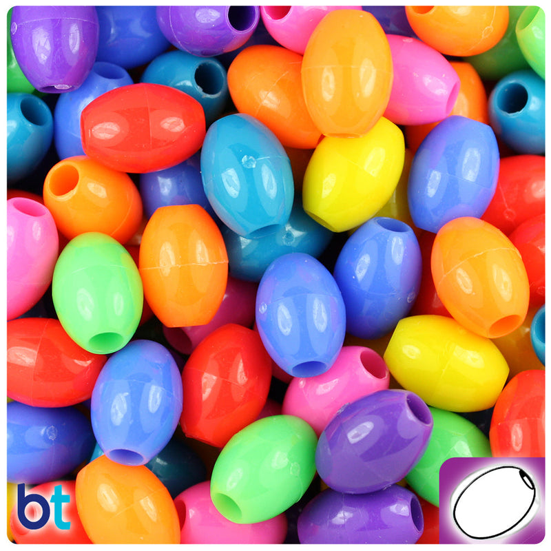 BeadTin Circus Opaque Mix 14mm Oval Plastic Pony Beads (200pcs)