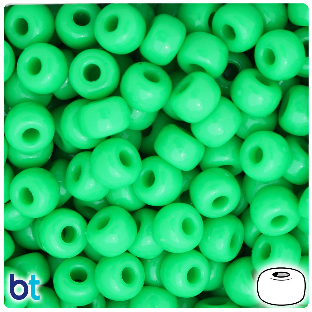 BeadTin Grasshopper Neon Bright 11mm Large Barrel Plastic Pony Beads (250pcs)