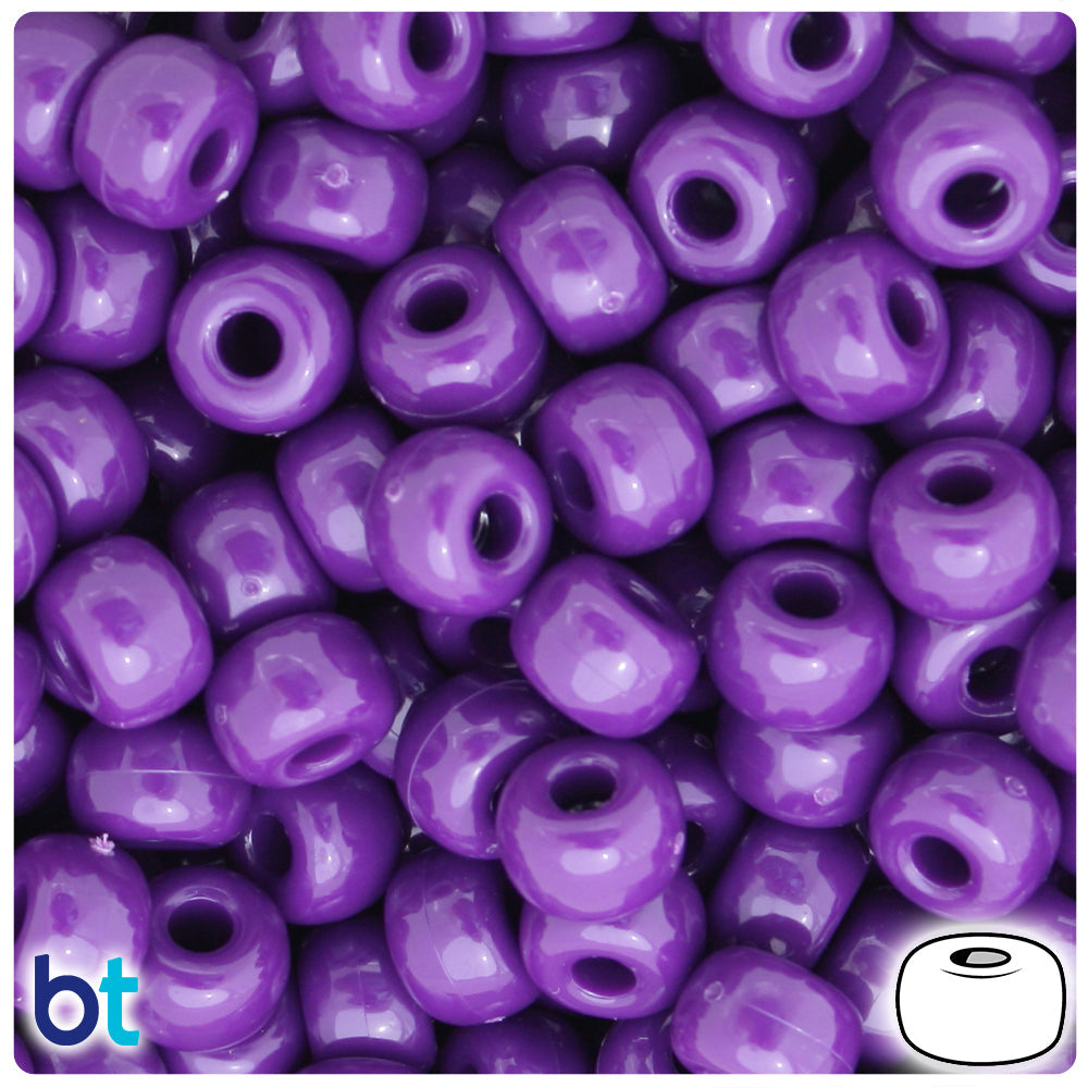 BeadTin Plum Neon Bright 11mm Large Barrel Plastic Pony Beads (250pcs)
