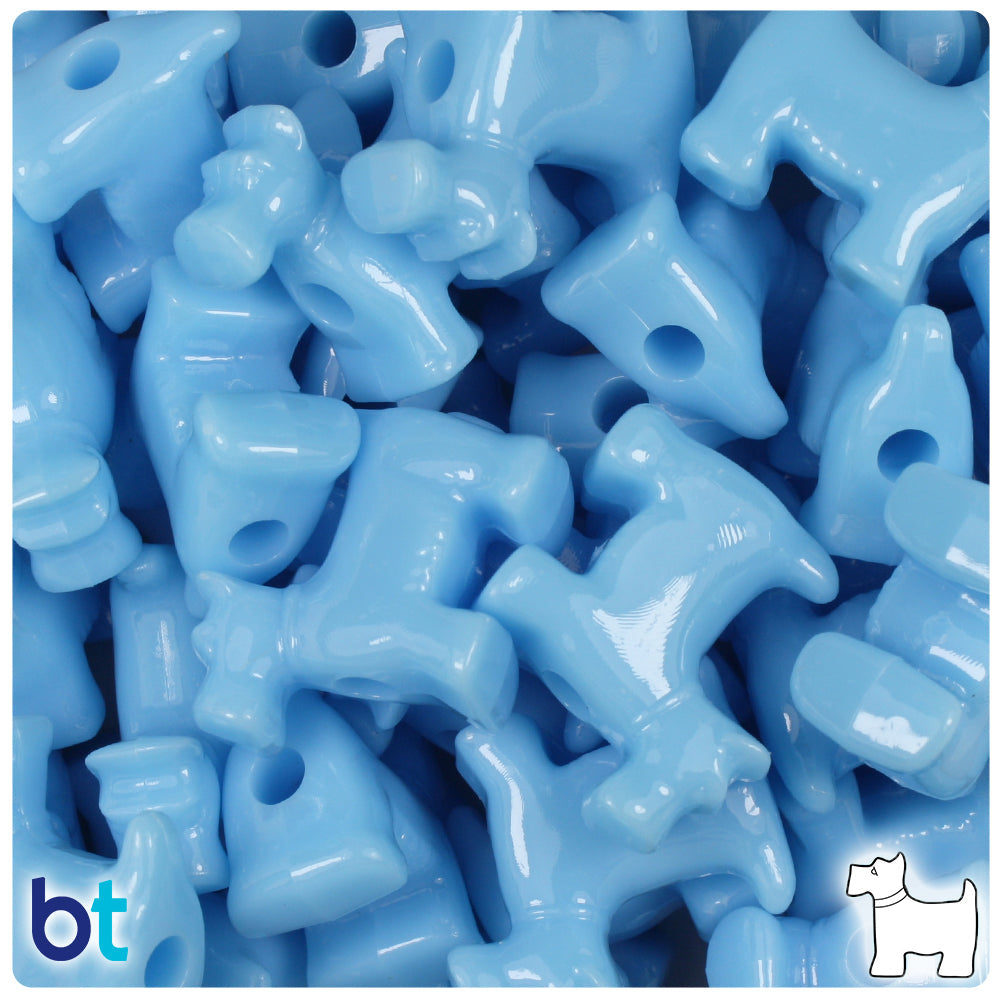 BeadTin Baby Blue Opaque 24mm Scotty Dog Plastic Pony Beads (24pcs)
