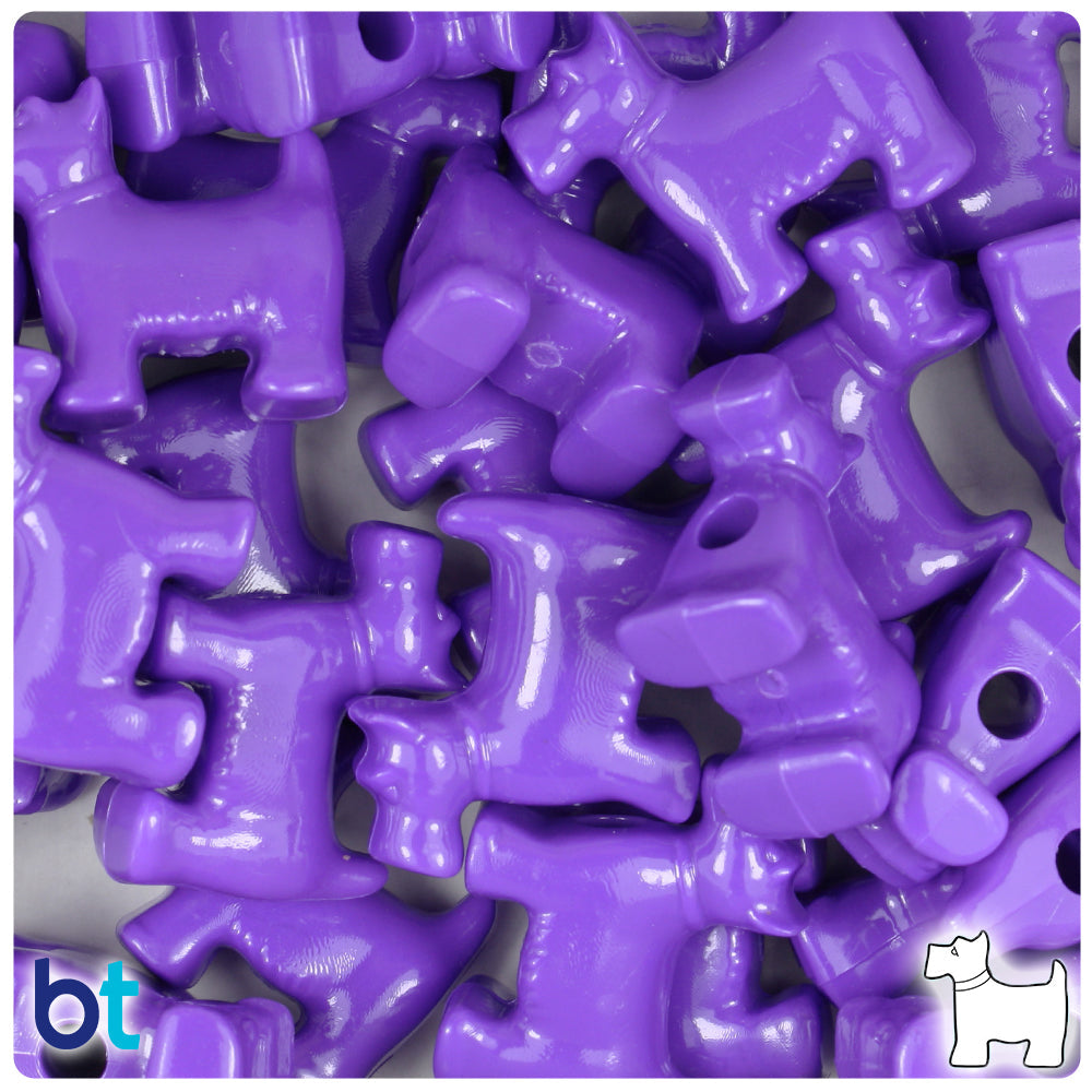 BeadTin Dark Lilac Opaque 24mm Scotty Dog Plastic Pony Beads (24pcs)