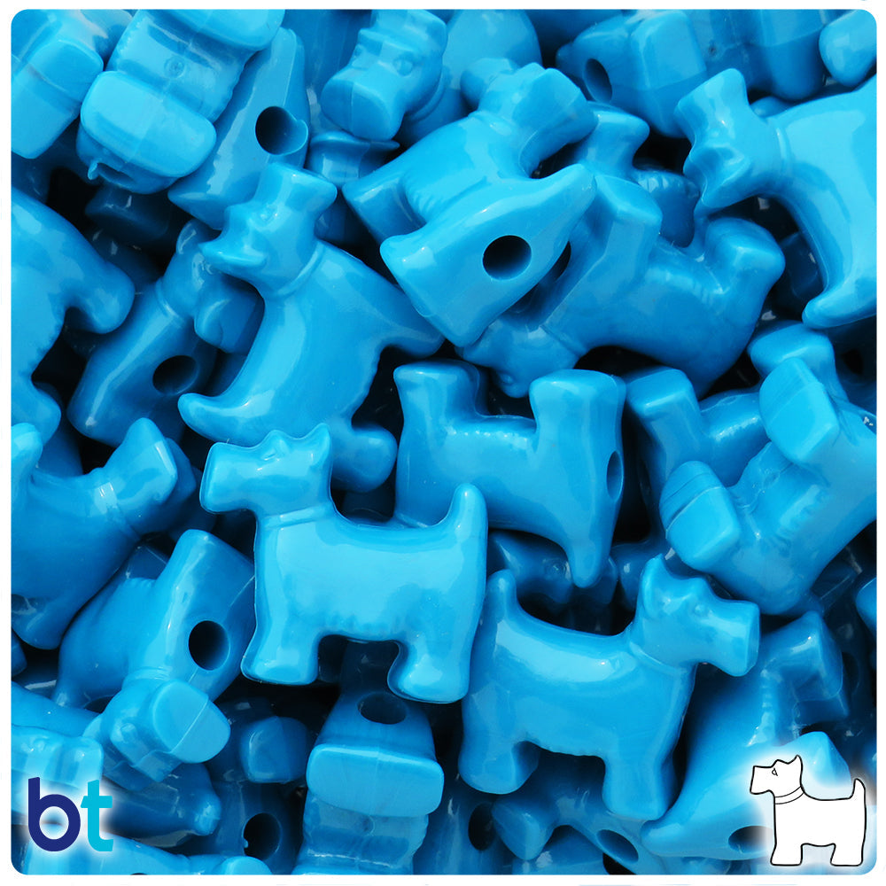 BeadTin Dark Turquoise Opaque 24mm Scotty Dog Plastic Pony Beads (24pcs)