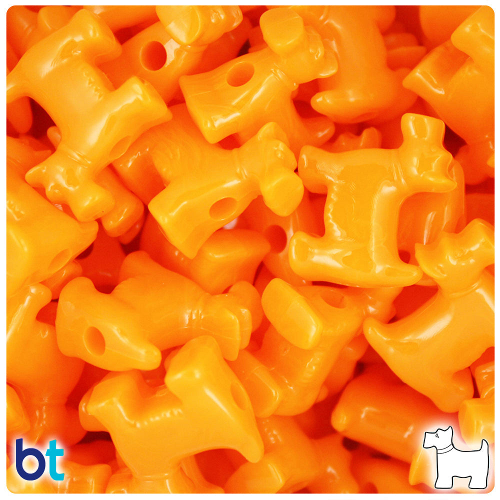 BeadTin Orange Opaque 24mm Scotty Dog Plastic Pony Beads (24pcs)