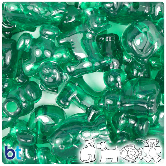 BeadTin Emerald Transparent Pet Parade Plastic Pony Beads (2oz)