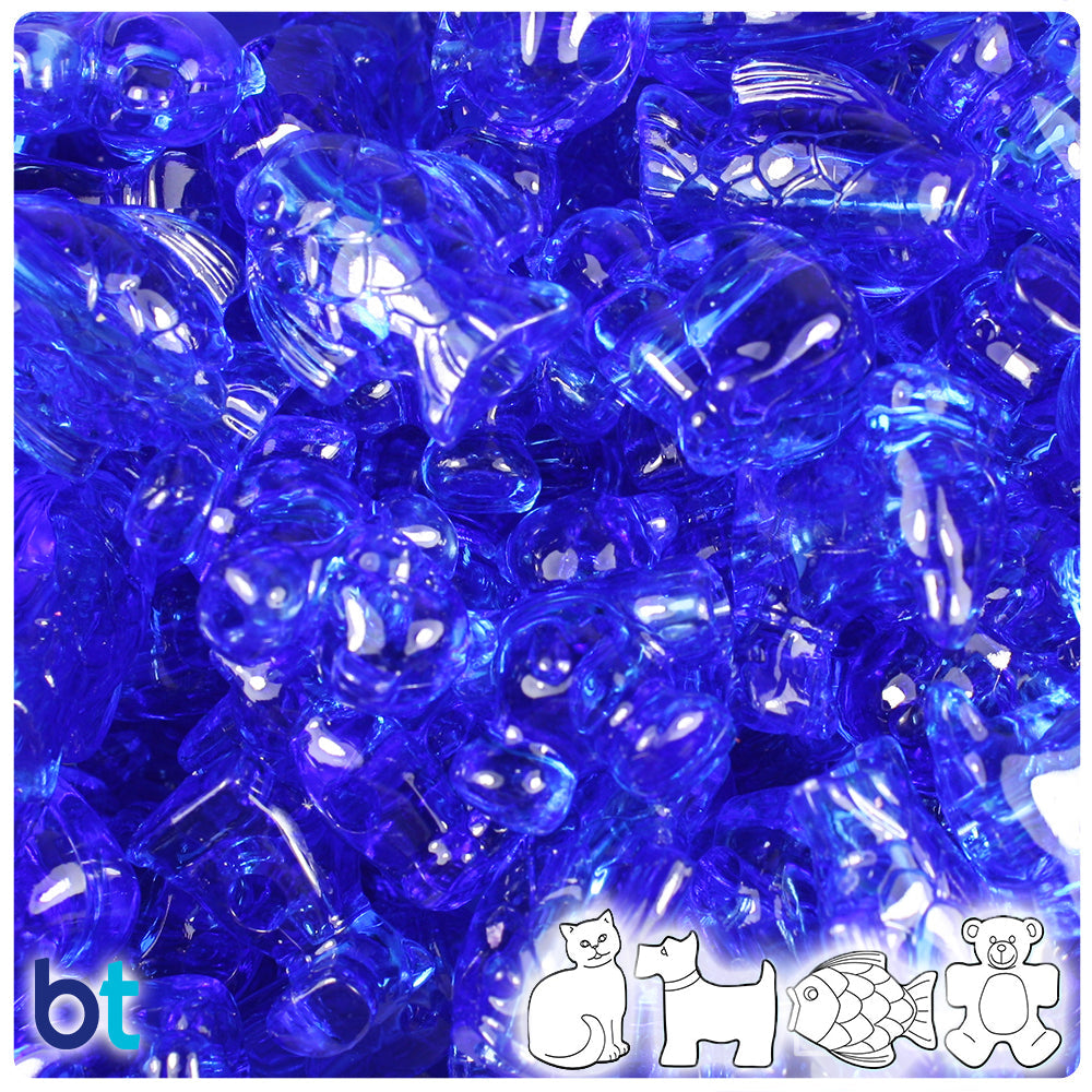 BeadTin Dark Sapphire Transparent Pet Parade Plastic Pony Beads (2oz)