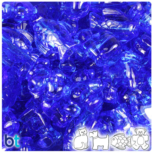 BeadTin Dark Sapphire Transparent Pet Parade Plastic Pony Beads (2oz)