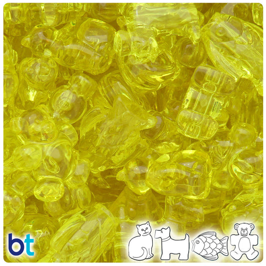 BeadTin Yellow Transparent Pet Parade Plastic Pony Beads (2oz)