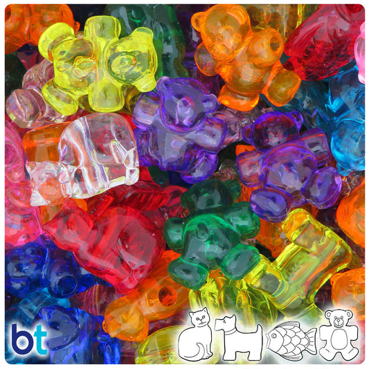 BeadTin Transparent Mix Pet Parade Plastic Pony Beads (2oz)
