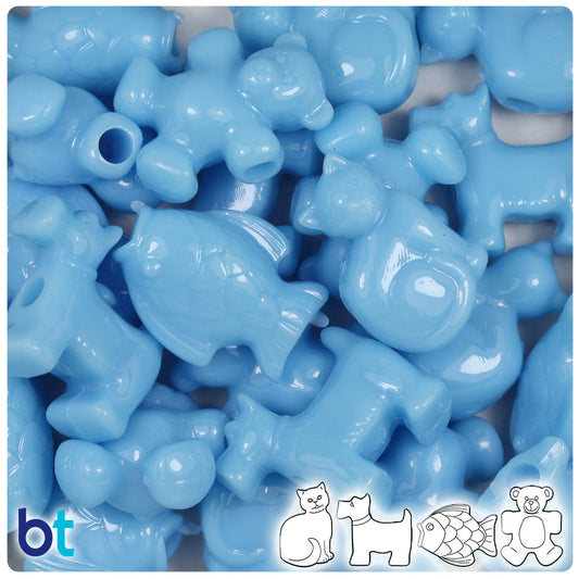 BeadTin Baby Blue Opaque Pet Parade Plastic Pony Beads (2oz)