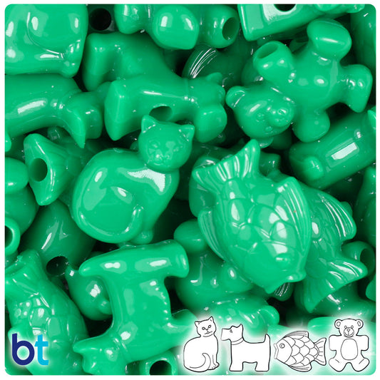 BeadTin Green Opaque Pet Parade Plastic Pony Beads (2oz)