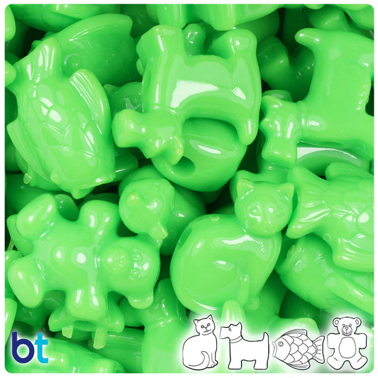 BeadTin Lime Opaque Pet Parade Plastic Pony Beads (2oz)