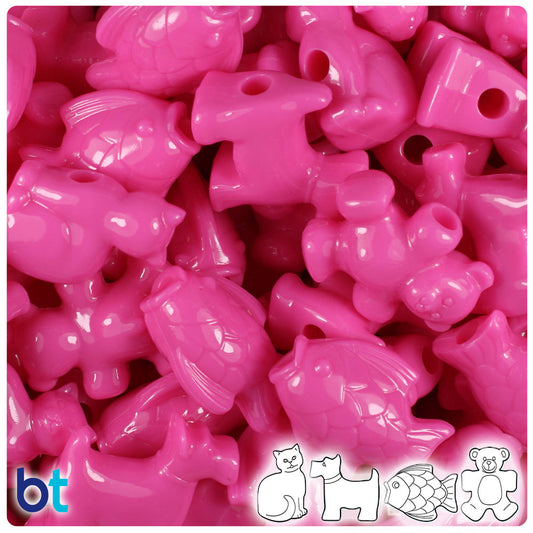 BeadTin Dark Pink Opaque Pet Parade Plastic Pony Beads (2oz)