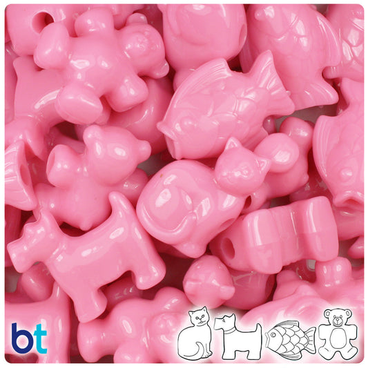 BeadTin Baby Pink Opaque Pet Parade Plastic Pony Beads (2oz)