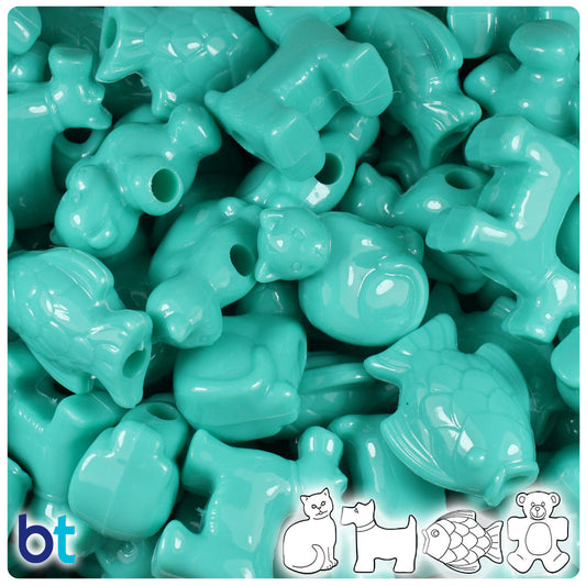 BeadTin Light Turquoise Opaque Pet Parade Plastic Pony Beads (2oz)