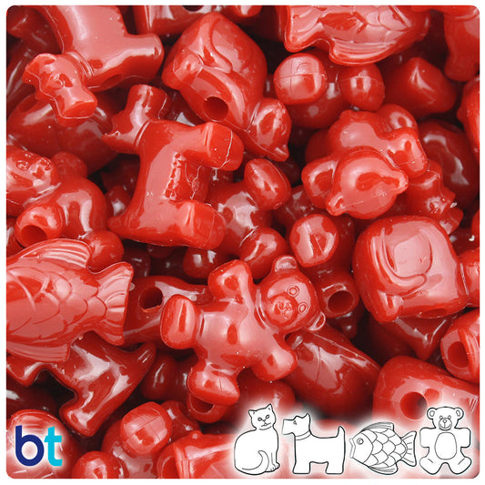 BeadTin Red Opaque Pet Parade Plastic Pony Beads (2oz)