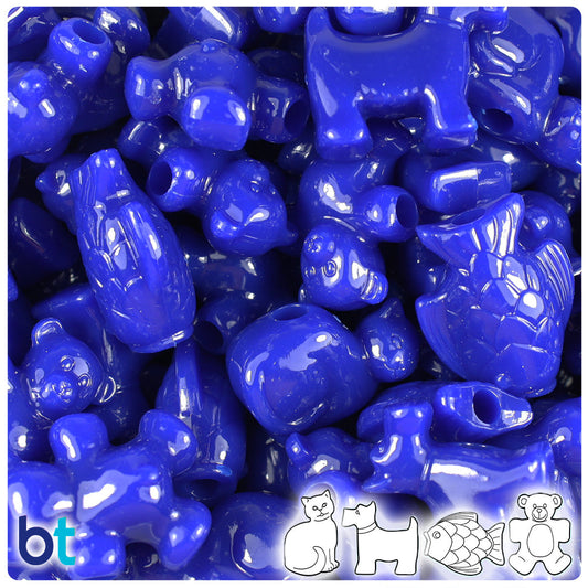 BeadTin Royal Blue Opaque Pet Parade Plastic Pony Beads (2oz)