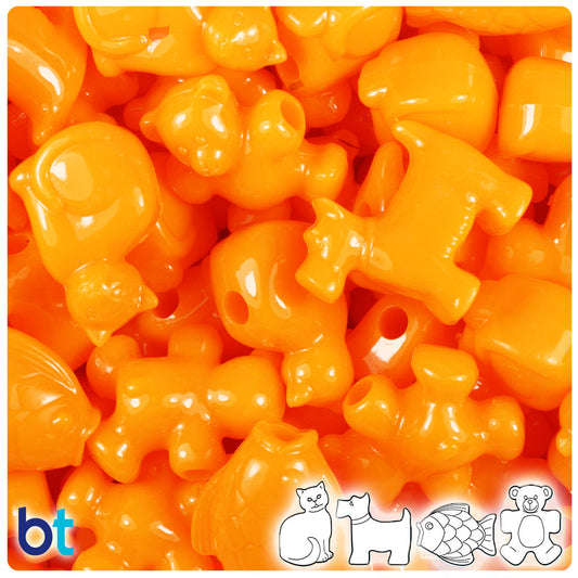 BeadTin Orange Opaque Pet Parade Plastic Pony Beads (2oz)
