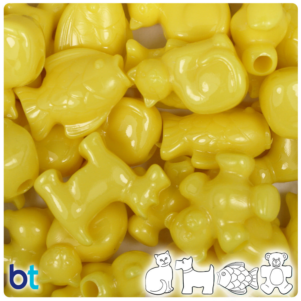 BeadTin Yellow Opaque Pet Parade Plastic Pony Beads (2oz)