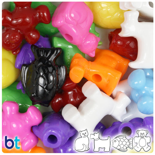 BeadTin Opaque Mix Pet Parade Plastic Pony Beads (2oz)