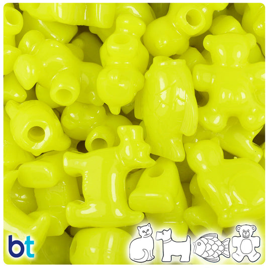 BeadTin Lemon Neon Bright Pet Parade Plastic Pony Beads (2oz)