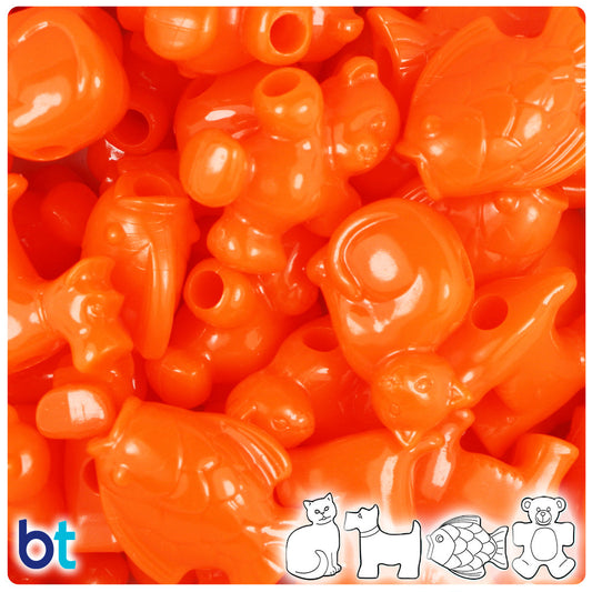 BeadTin Tangelo Neon Bright Pet Parade Plastic Pony Beads (2oz)