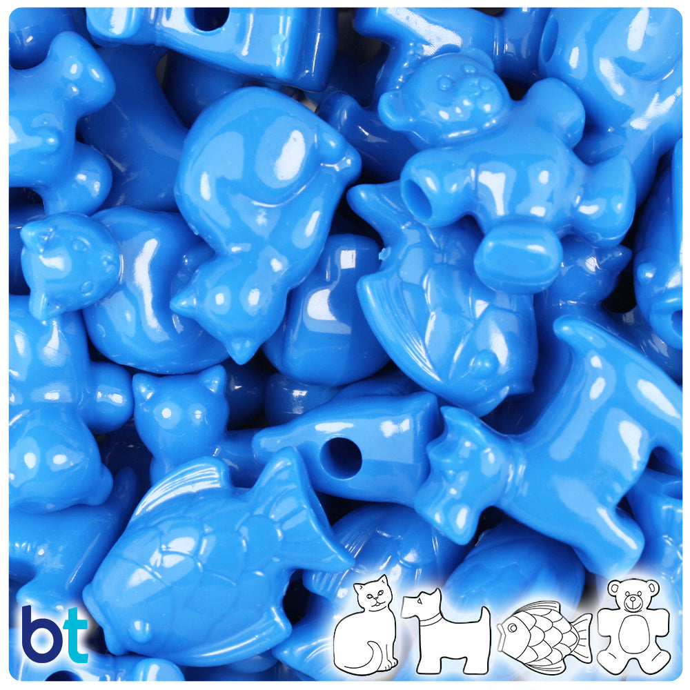 BeadTin True Blue Neon Bright Pet Parade Plastic Pony Beads (2oz)