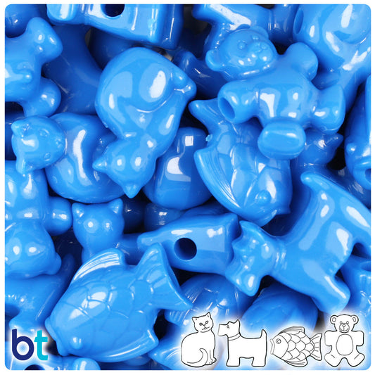 BeadTin True Blue Neon Bright Pet Parade Plastic Pony Beads (2oz)
