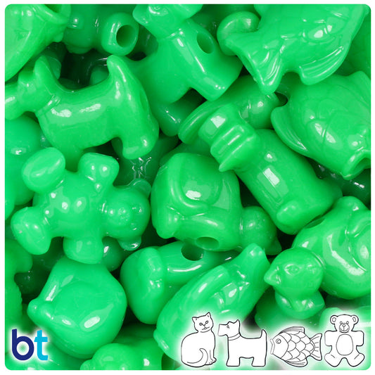 BeadTin Grasshopper Neon Bright Pet Parade Plastic Pony Beads (2oz)