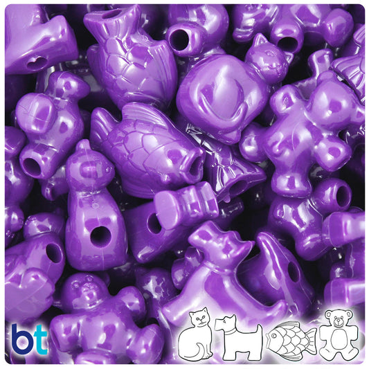 BeadTin Plum Neon Bright Pet Parade Plastic Pony Beads (2oz)