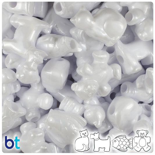 BeadTin White Pearl Pet Parade Plastic Pony Beads (2oz)