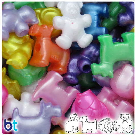 BeadTin Pearl Mix Pet Parade Plastic Pony Beads (2oz)
