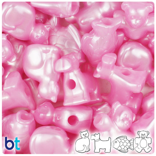 BeadTin Light Pink Pearl Pet Parade Plastic Pony Beads (2oz)