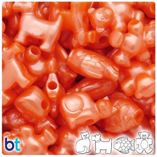 BeadTin Orange Pearl Pet Parade Plastic Pony Beads (2oz)