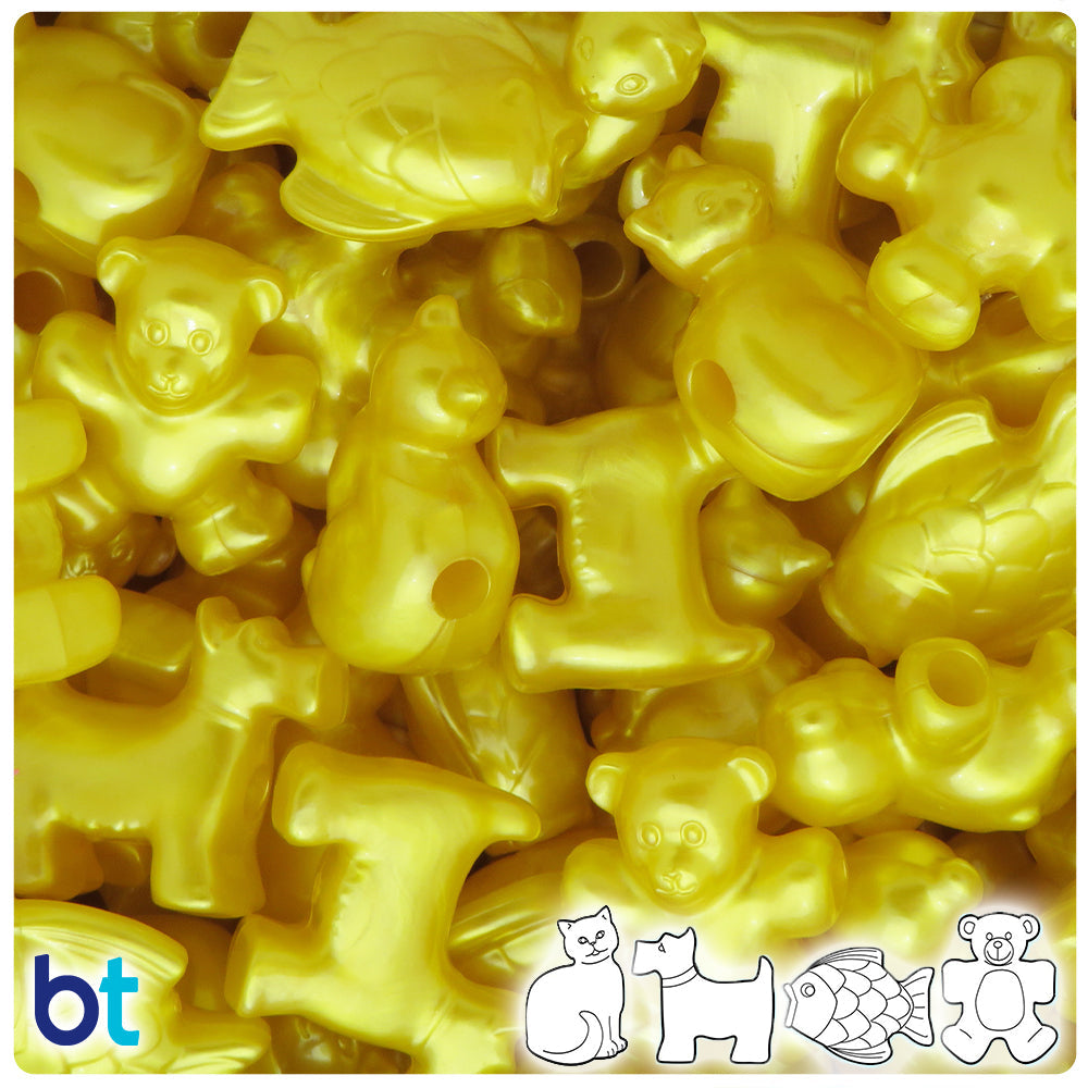 BeadTin Yellow Pearl Pet Parade Plastic Pony Beads (2oz)