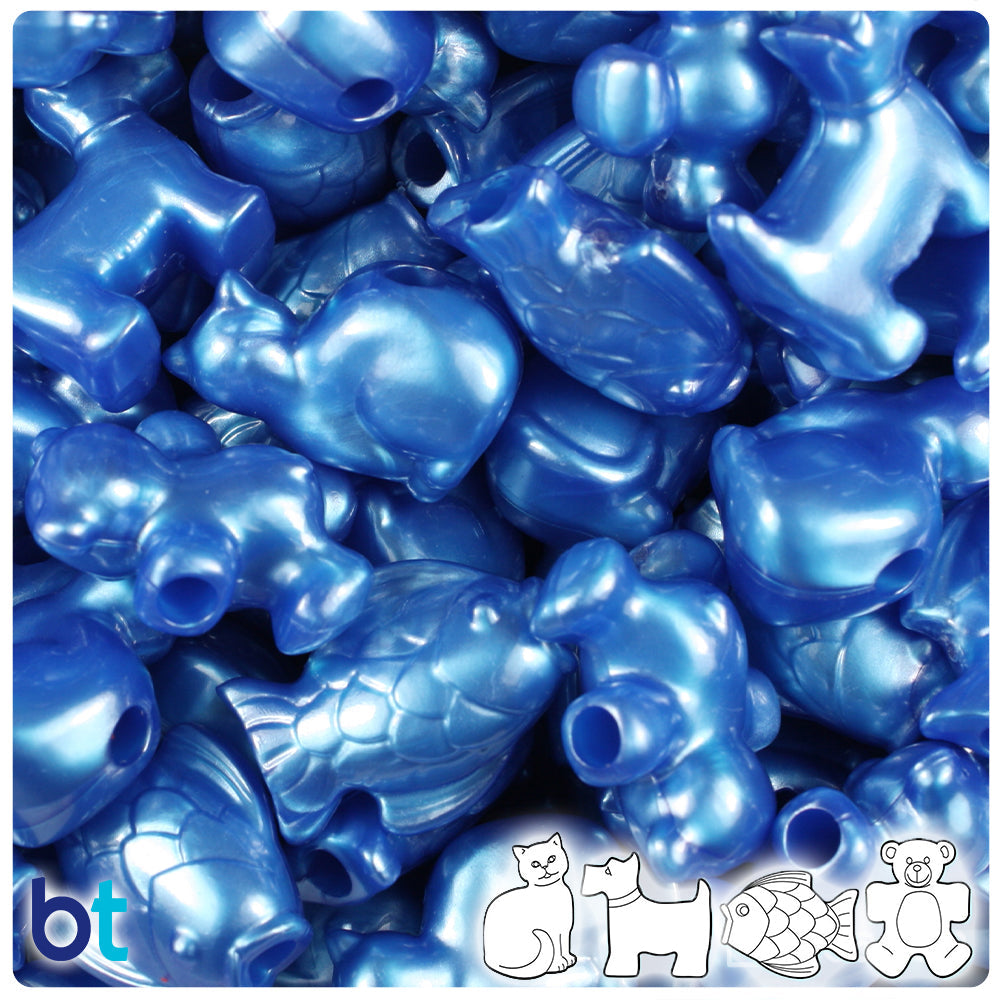 BeadTin Dark Blue Pearl Pet Parade Plastic Pony Beads (2oz)